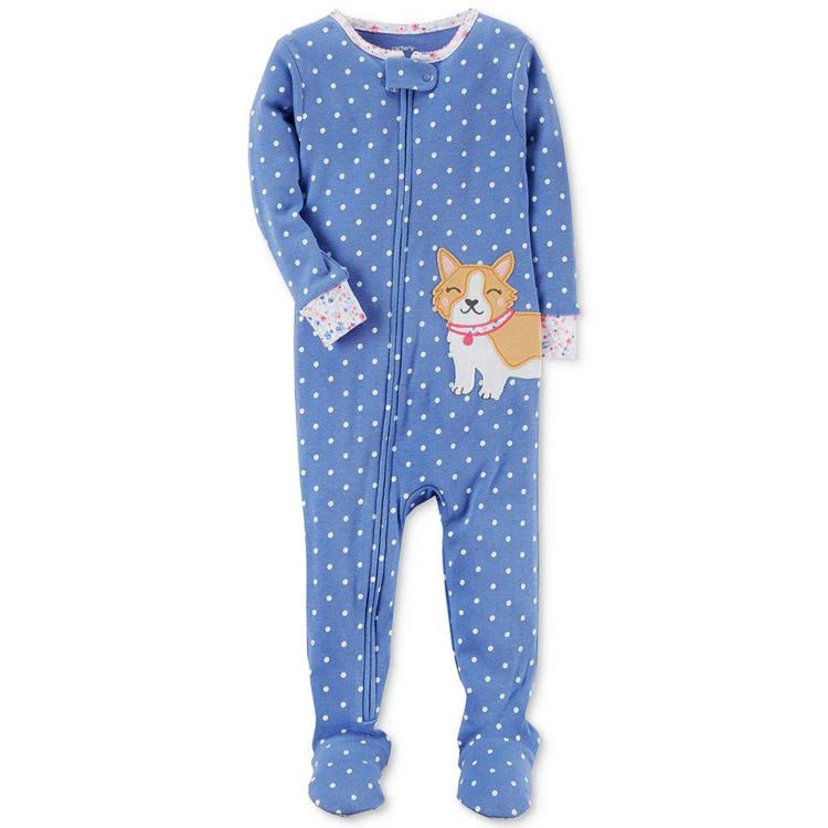 商品Carter's|1-Pc. Dog-Print Dog Footed Cotton Pajamas, Baby Girls,价格¥74,第1张图片