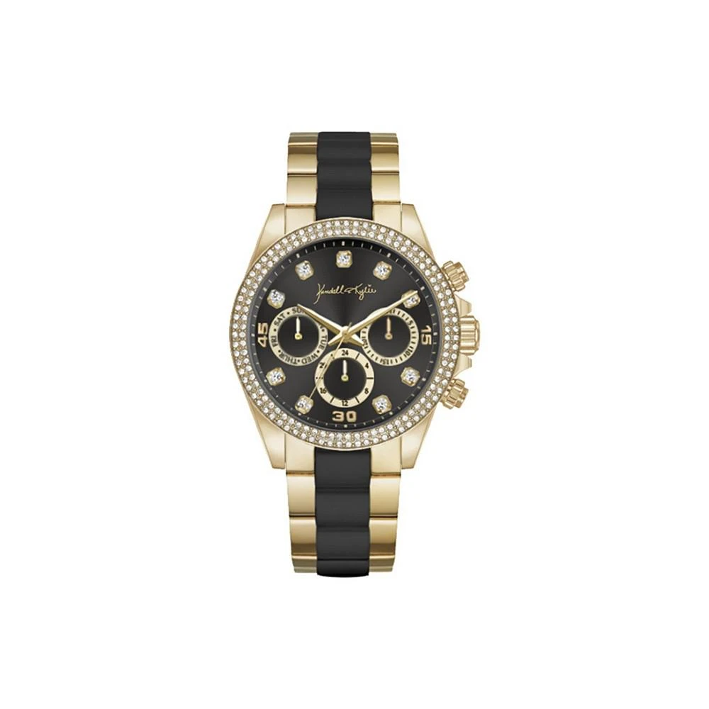 商品KENDALL & KYLIE|Women's Gold-Tone and Ivory Triple Link Mock-Chronograph Analog Metal Bracelet Watch,价格¥114,第1张图片