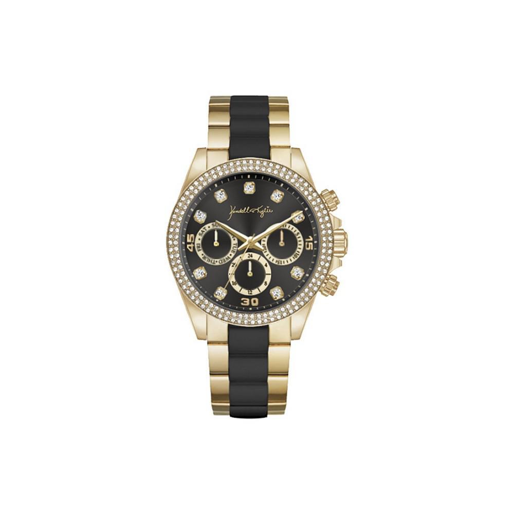 商品KENDALL & KYLIE|Women's Gold-Tone and Ivory Triple Link Mock-Chronograph Analog Metal Bracelet Watch,价格¥279,第1张图片