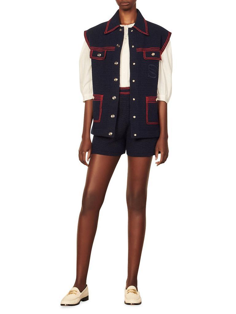 商品Sandro|Clovis Contrast-Trim Tweed Vest,价格¥1600,第4张图片详细描述