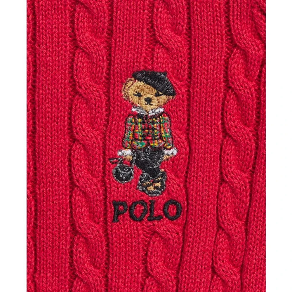 商品Ralph Lauren|Baby Girls Polo Bear Mini Cable Cotton Cardigan,价格¥166,第3张图片详细描述