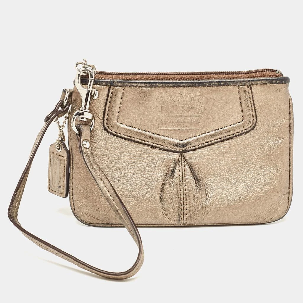 商品[二手商品] Coach|Coach Metallic Leather Zip Wristlet Clutch,价格¥1117,第1张图片