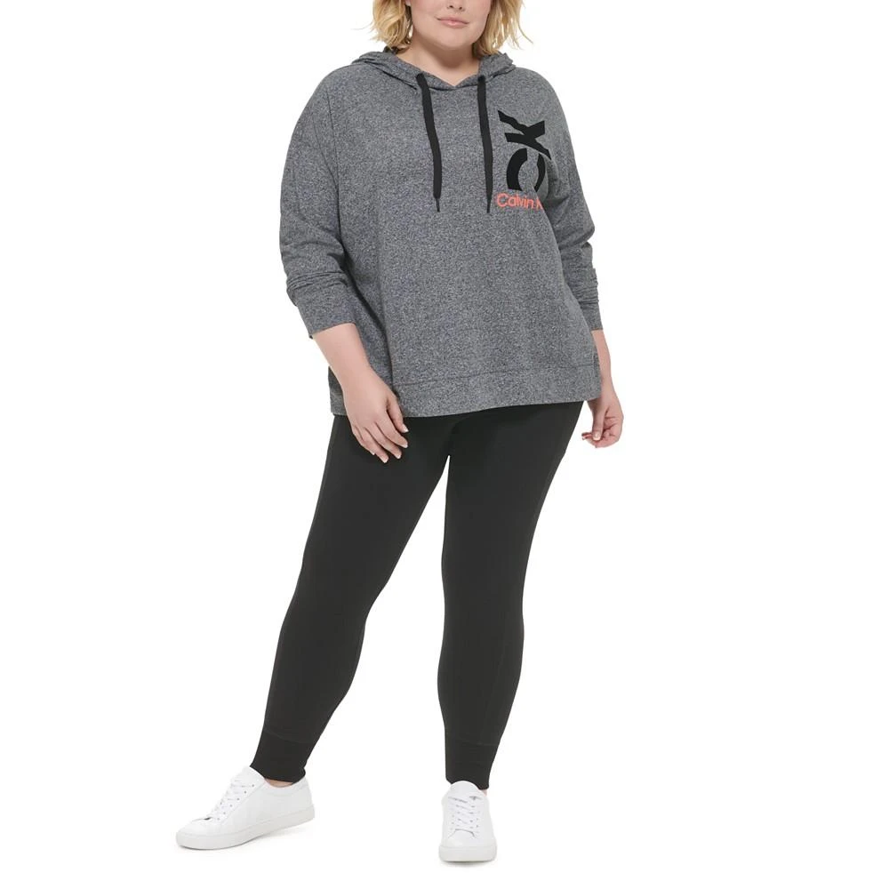 商品Calvin Klein|Plus Size Logo Cotton Hooded Sweatshirt,价格¥178,第4张图片详细描述