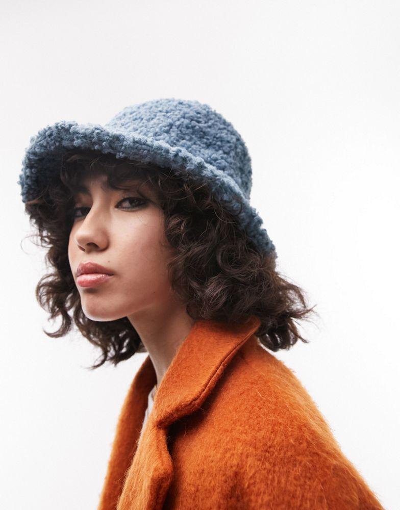 Topshop borg bucket hat in teal商品第1张图片规格展示
