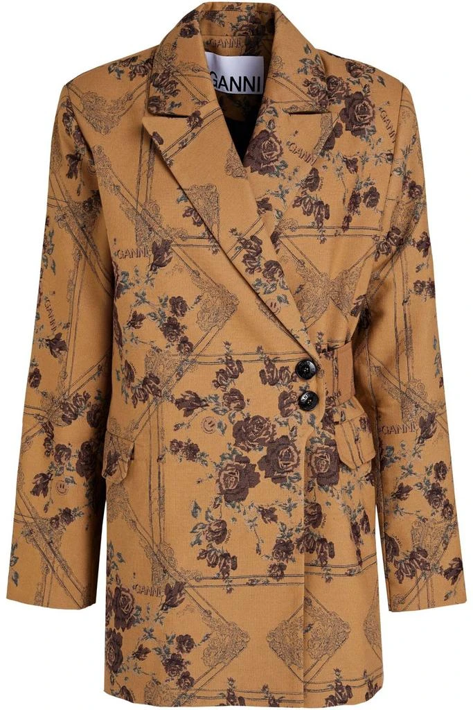 商品Ganni|Double-breasted floral-jacquard blazer,价格¥1479,第3张图片详细描述