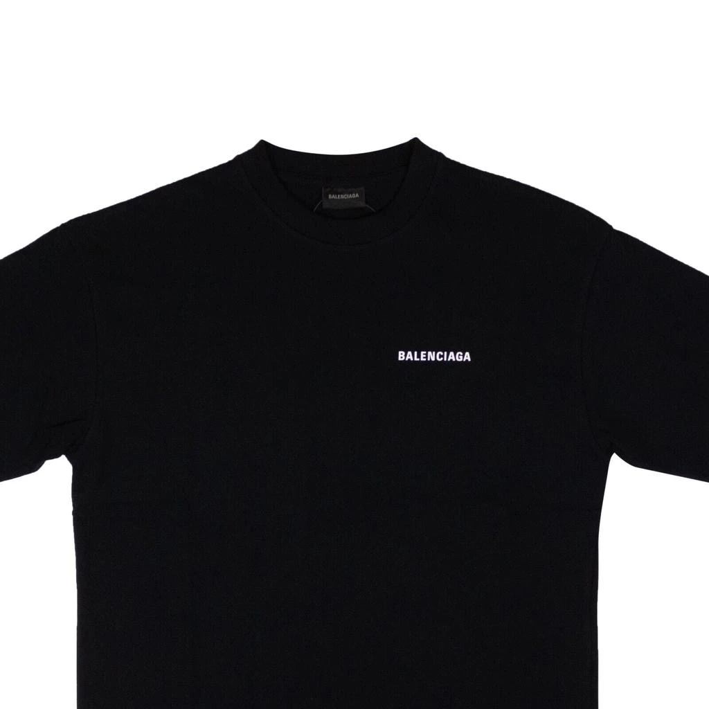 商品Balenciaga|BALENCIAGA Black Logo Cotton Large Fit T-Shirt,价格¥3534,第2张图片详细描述