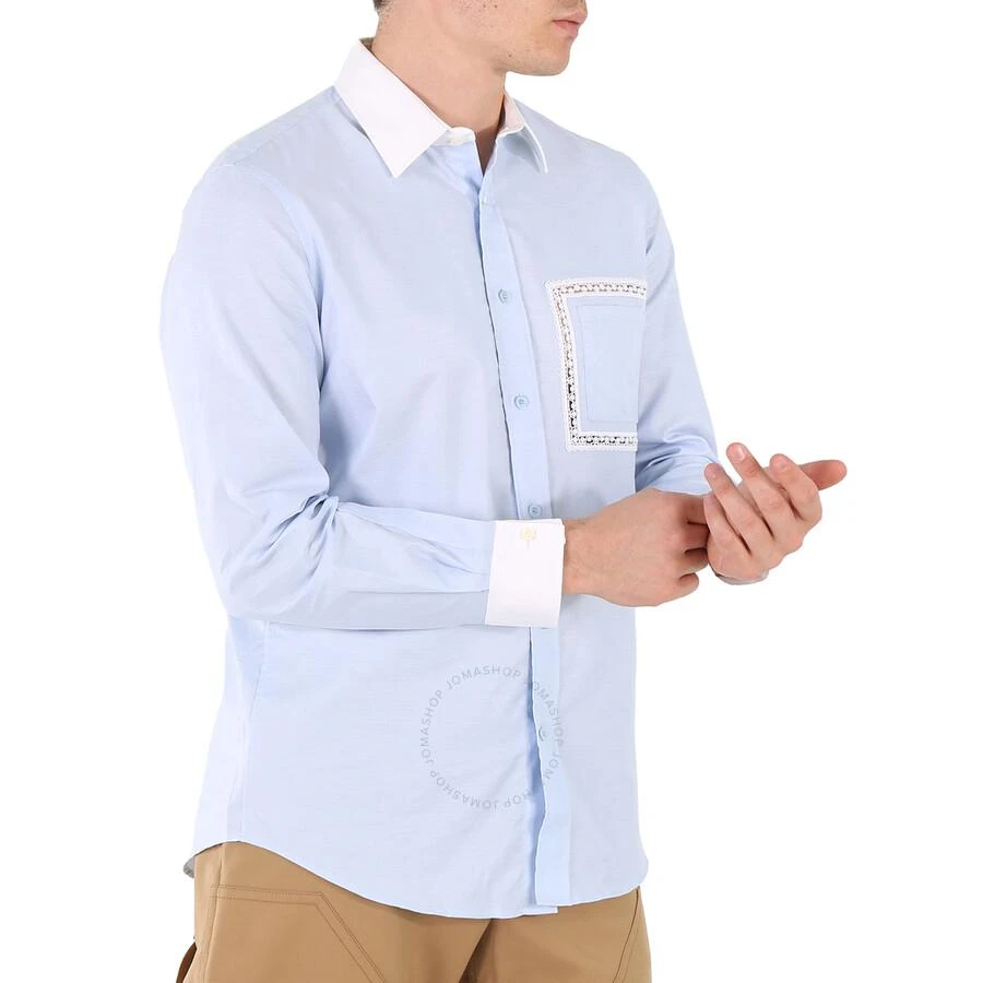 商品Burberry|Pale Blue Cotton Lace Detail Classic Fit Oxford Shirt,价格¥1005,第2张图片详细描述