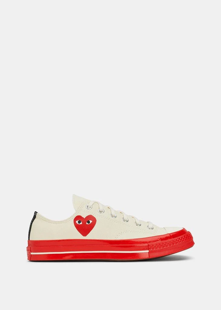 商品Comme des Garcons|COMME DES GARCONS PLAY Off-White & Red Converse Chuck 70 Sneakers,价格¥574,第1张图片