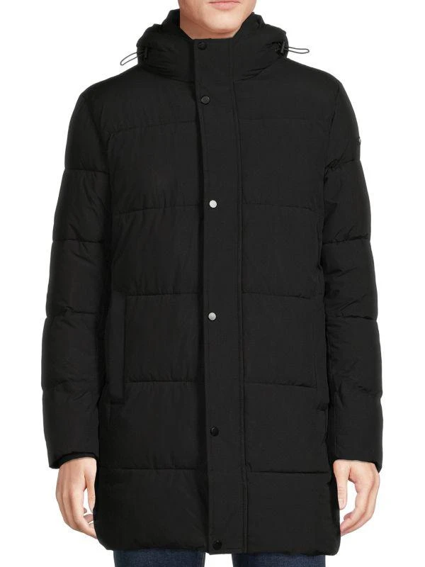 商品Calvin Klein|Quilted Hooded Longline Puffer Jacket,价格¥1461,第1张图片