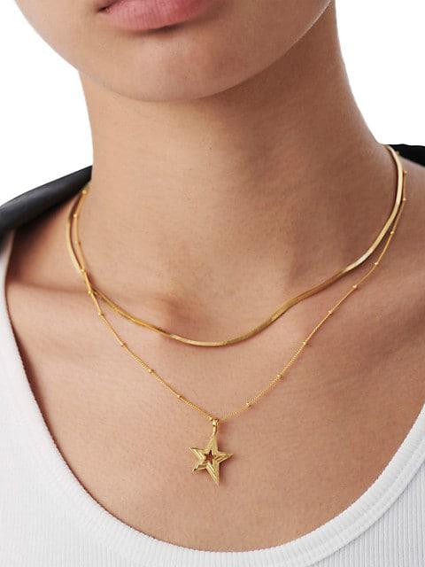 18K Yellow Gold Vermeil Star Pendant Necklace商品第4张图片规格展示