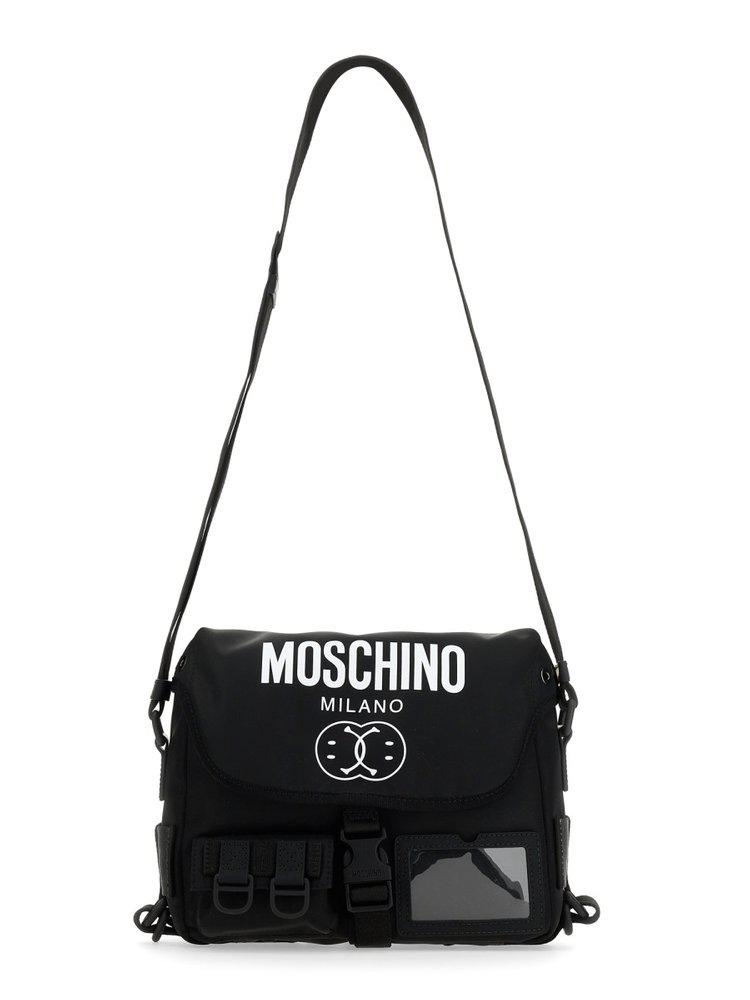 Moschino Logo-Printed Buckled Shoulder Bag商品第1张图片规格展示
