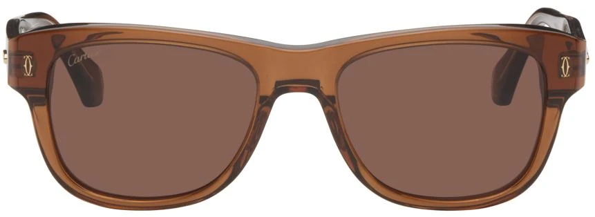 商品Cartier|Brown 'C de Cartier' Rectangular Sunglasses,价格¥3213,第1张图片