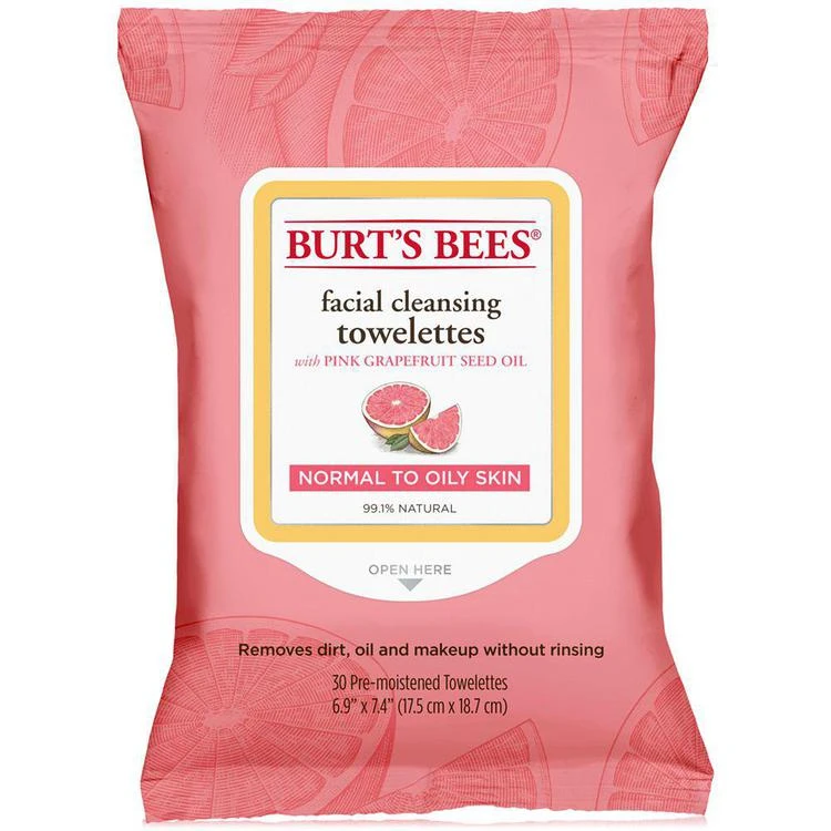 商品Burt's Bees|葡萄柚面部清洁湿巾 - 30片装,价格¥46,第1张图片