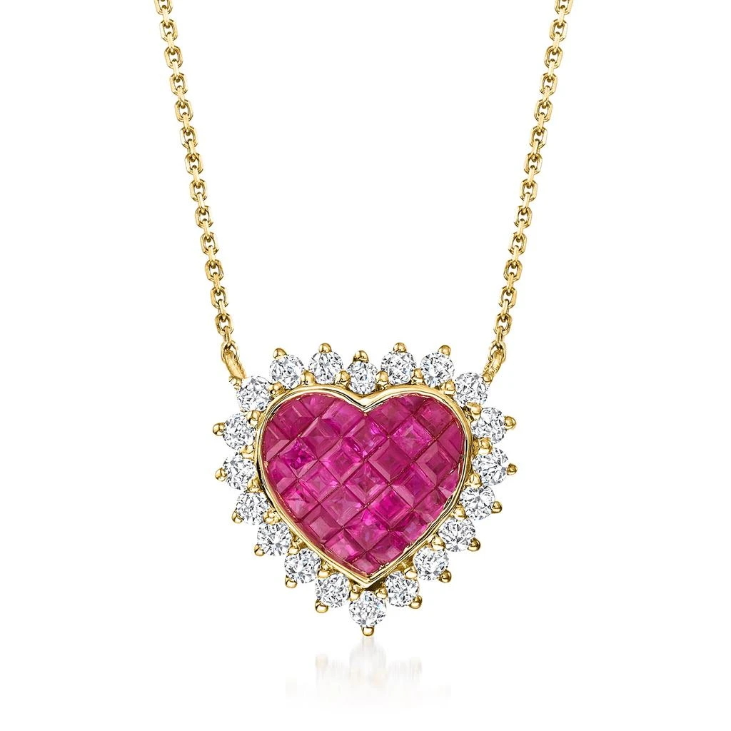 商品Ross-Simons|Ruby and . Diamond Heart Necklace in 18kt Yellow Gold,价格¥11900,第1张图片