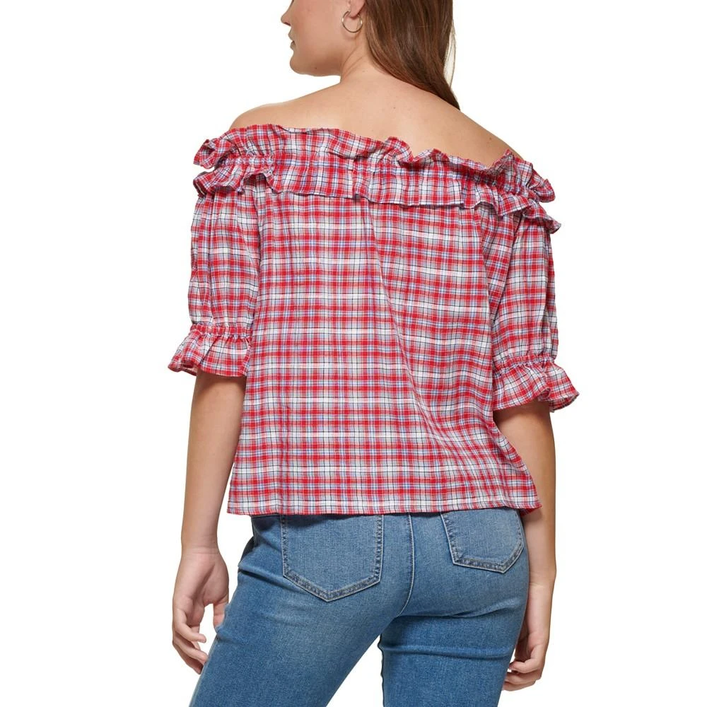 商品Tommy Hilfiger|Women's Plaid Off-The-Shoulder Top,价格¥95,第2张图片详细描述