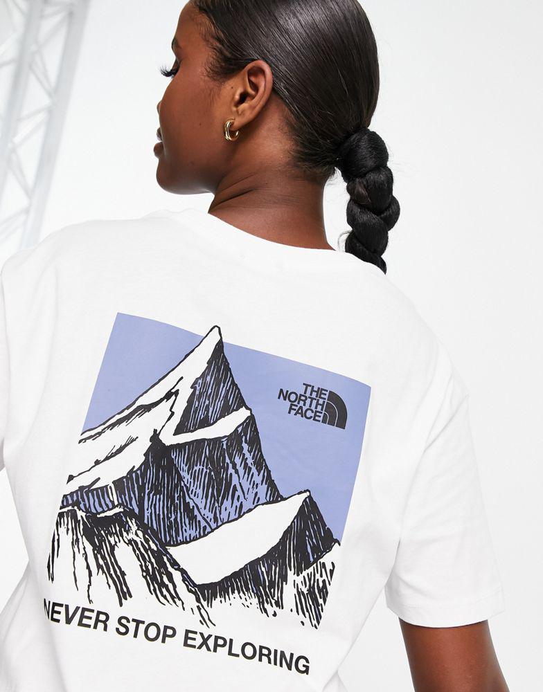商品The North Face|The North Face Sketch Box back print cropped t-shirt in cream Exclusive at ASOS,价格¥294,第1张图片