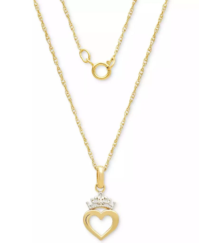 商品Disney|Children's Princess Heart & Tiara 15" Pendant Necklace in 14k Gold,价格¥796,第3张图片详细描述