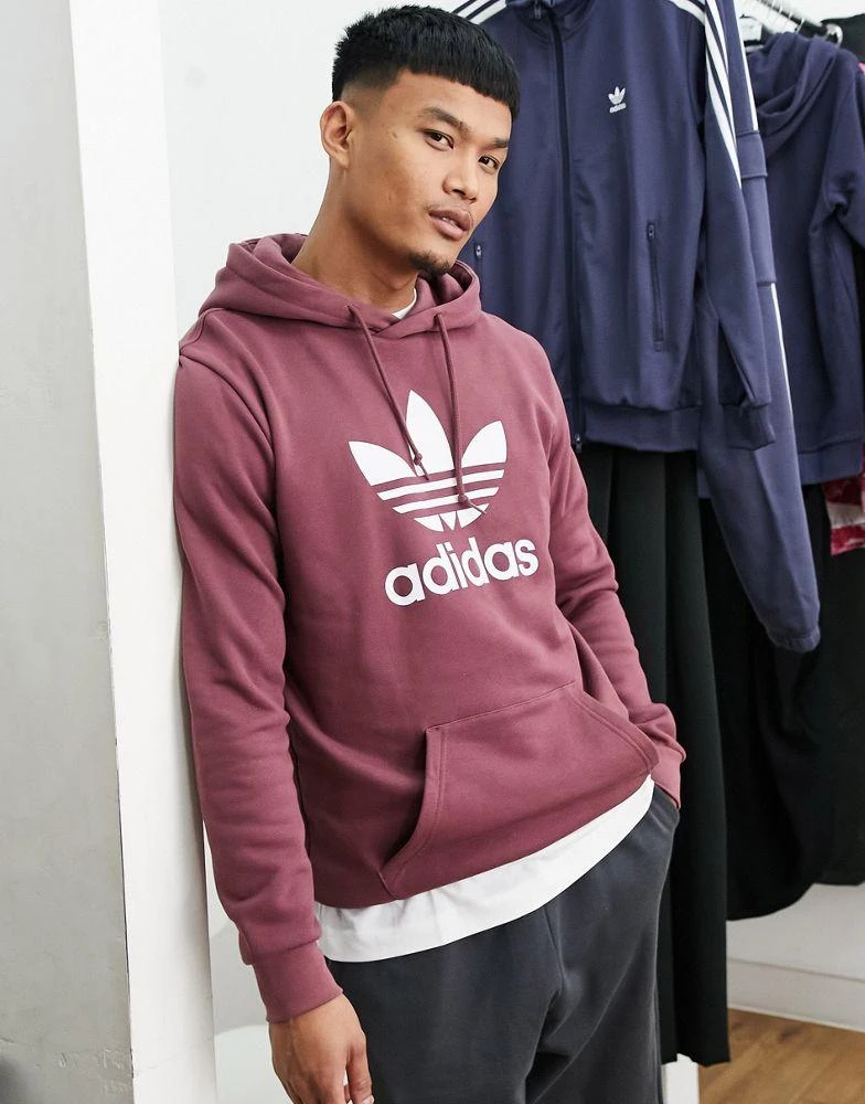 商品Adidas|adidas Originals adicolor Trefoil hoodie in quiet crimson red,价格¥534,第1张图片