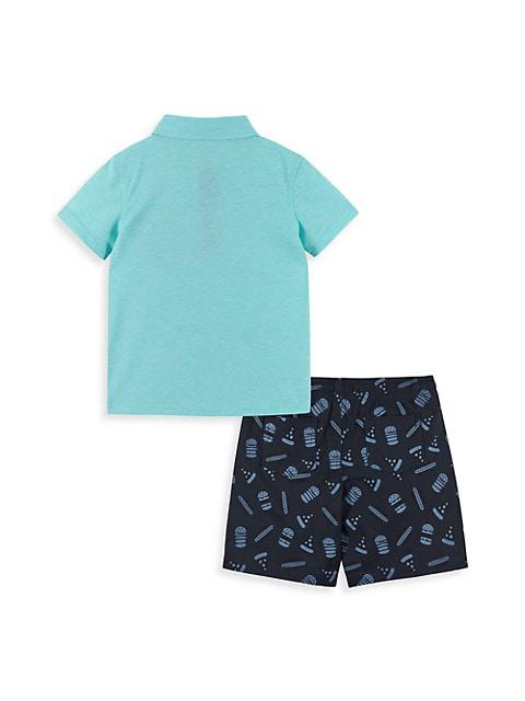 Little Boy's 2-Piece Shark Polo & Shorts Set商品第2张图片规格展示