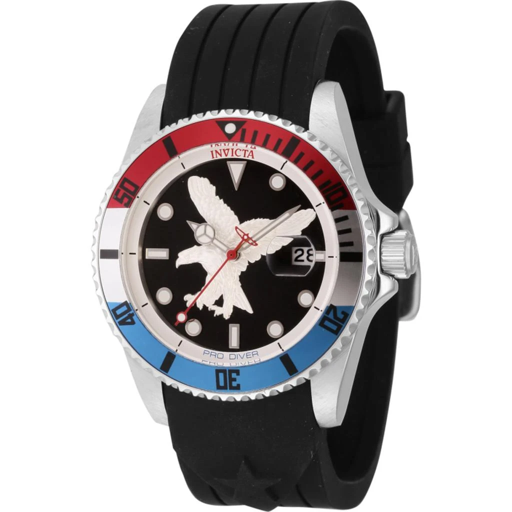 商品Invicta|Invicta Men's Watch - Pro Diver Silver Tone and Black Dial Silicone Strap | 45872,价格¥764,第1张图片