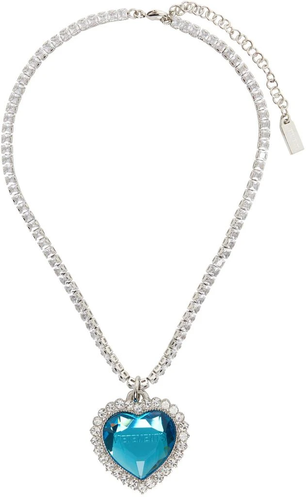 商品Vetements|Silver & Blue Crystal Heart Necklace,价格¥3846,第1张图片