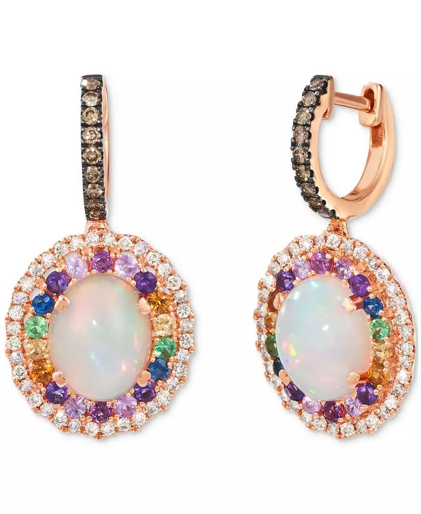 商品Le Vian|Multi-Gemstone (3-1/10 ct. t.w.) & Diamond (5/8 ct. t.w.) Oval Halo Drop Earrings in 14k Rose Gold,价格¥15986,第1张图片