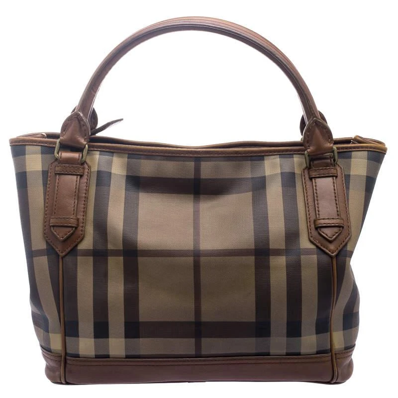 商品[二手商品] Burberry|Burberry Brown Smoke Check PVC and Leather Tote,价格¥1541,第4张图片详细描述