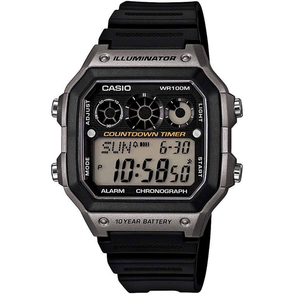商品Casio|男士数码黑色树脂表带手表 电子手表  42.1mm,价格¥237,第1张图片