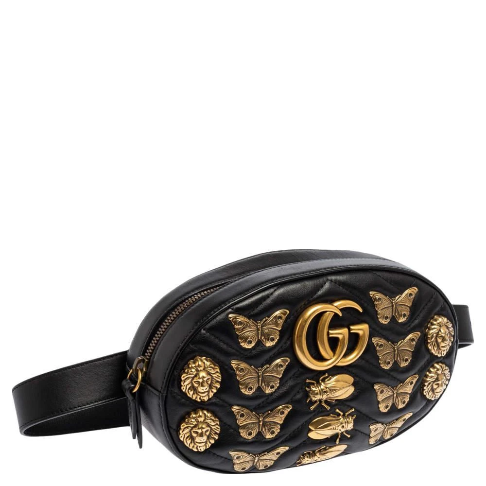 商品[二手商品] Gucci|Gucci Black Leather Animal Stud GG Marmont Belt Bag,价格¥8065,第3张图片详细描述