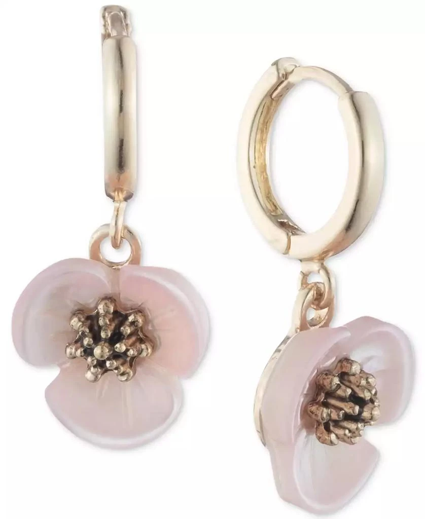 商品Lonna & Lilly|Gold-Tone Imitation Mother-of-Pearl Flower Drop Off Small Hoop Earrings,价格¥124,第1张图片