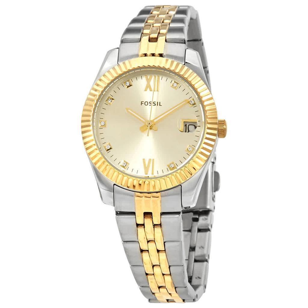 商品Fossil|Scarlette Mini Quartz Crystal Gold Dial Ladies Watch ES4949,价格¥552,第1张图片