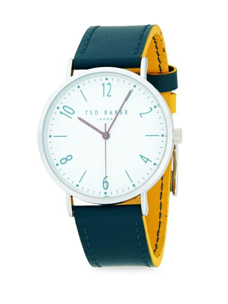 商品Ted Baker London|Analog Stainless Steel Leather Strap Watch,价格¥507,第1张图片