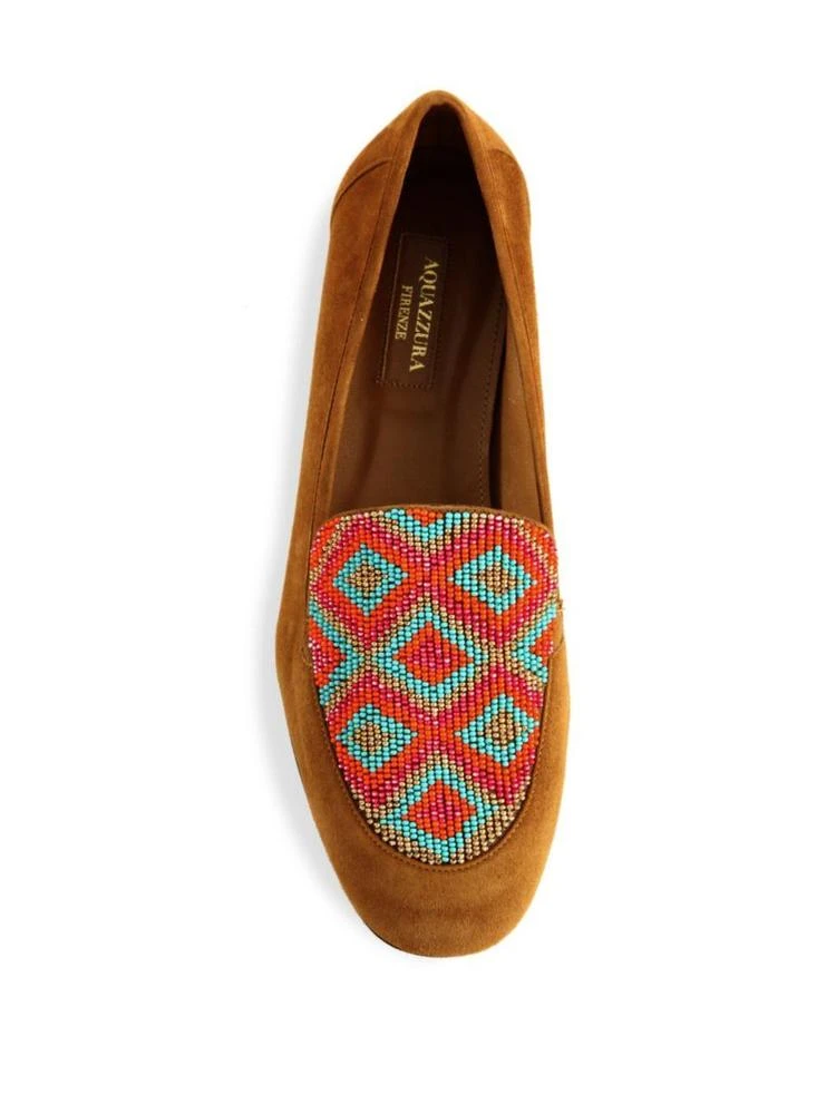 商品Aquazzura|Masai Beaded Suede Loafers,价格¥1787,第4张图片详细描述