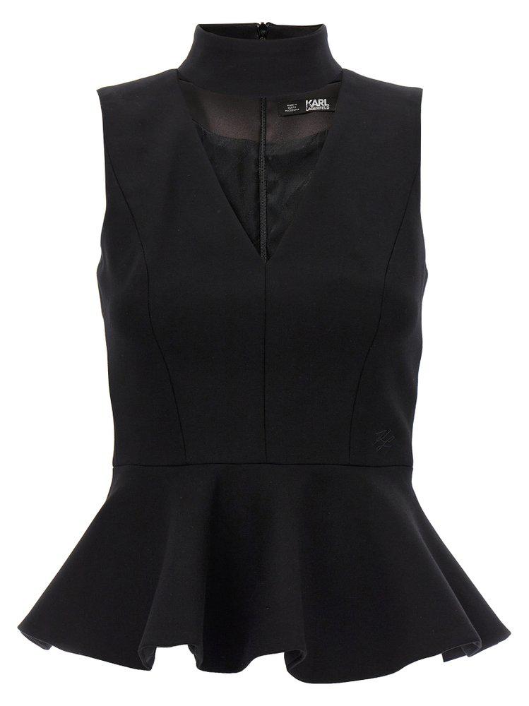 Karl Lagerfeld Cut-Out Peplum Top商品第1张图片规格展示