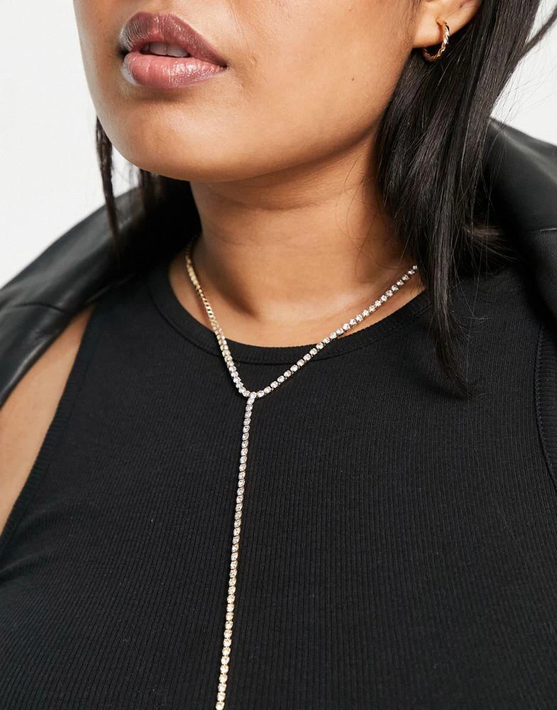 商品ASOS|ASOS DESIGN Curve body chain in crystal cupchain in gold tone,价格¥48,第3张图片详细描述