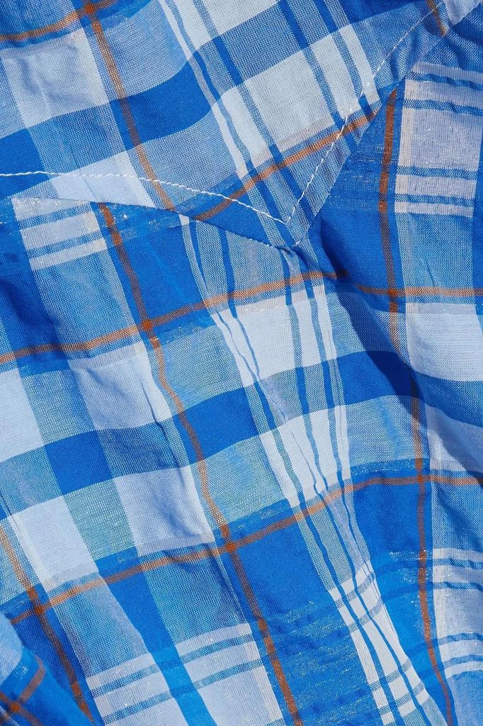 商品Ganni|Charron asymmetric checked cotton-blend seersucker shirt dress,价格¥563,第4张图片详细描述