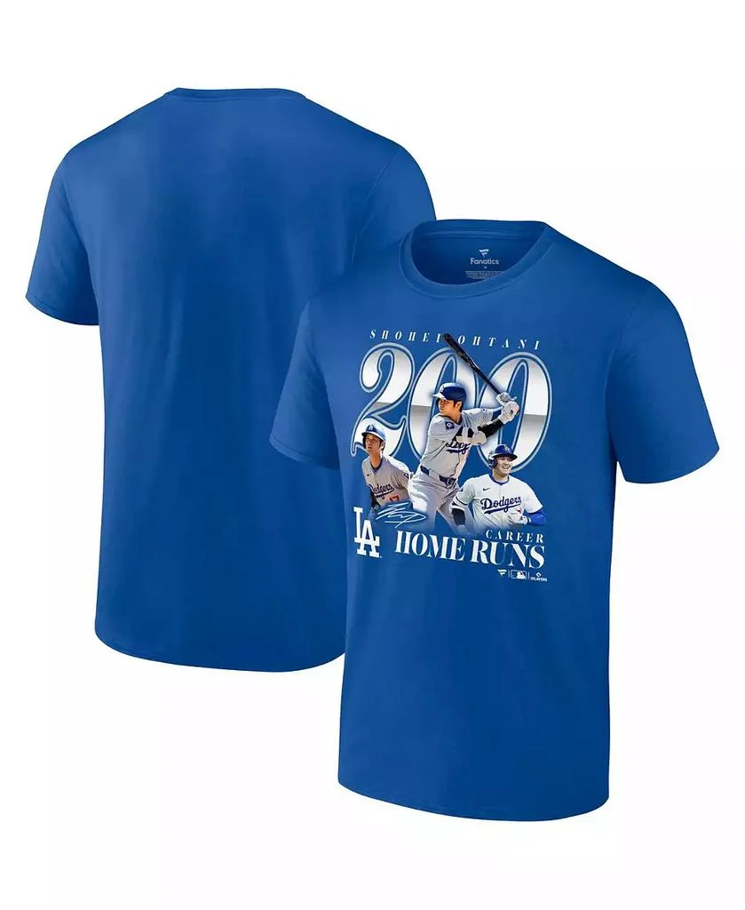 商品Fanatics|Men's Shohei Ohtani Royal Los Angeles Dodgers 200th Career Home Run T-Shirt,价格¥266,第1张图片