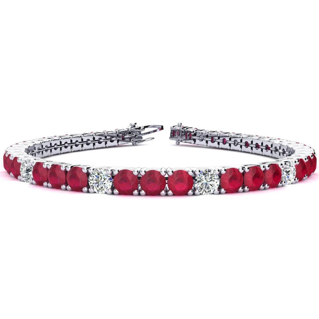 商品SSELECTS|11 Carat Ruby And Diamond Alternating Tennis Bracelet In 14 Karat White Gold, 6 1/2 Inches,价格¥36210,第1张图片