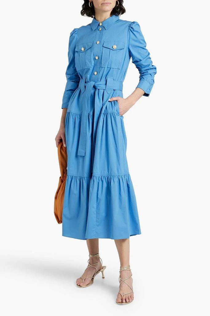 商品Derek Lam|Belted tiered cotton-blend poplin midi shirt dress,价格¥2207,第2张图片详细描述
