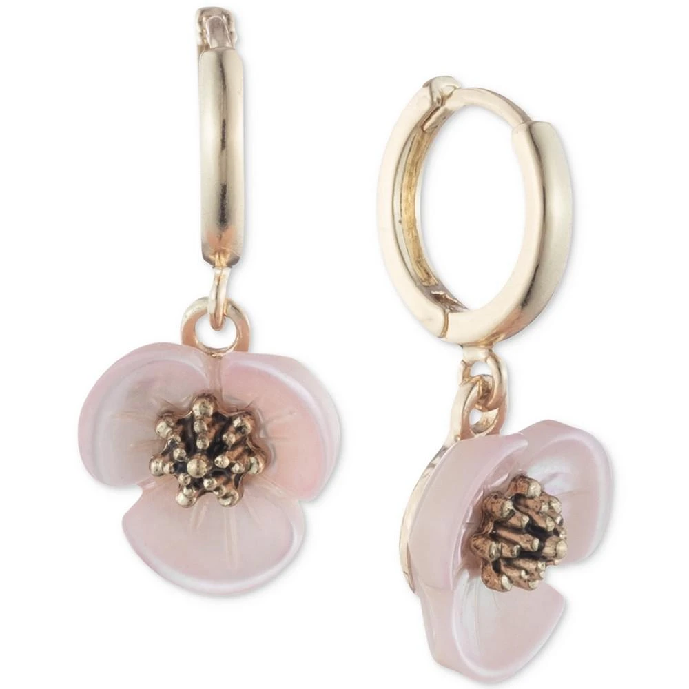 商品Lonna & Lilly|Gold-Tone Imitation Mother-of-Pearl Flower Drop Off Small Hoop Earrings,价格¥164,第1张图片
