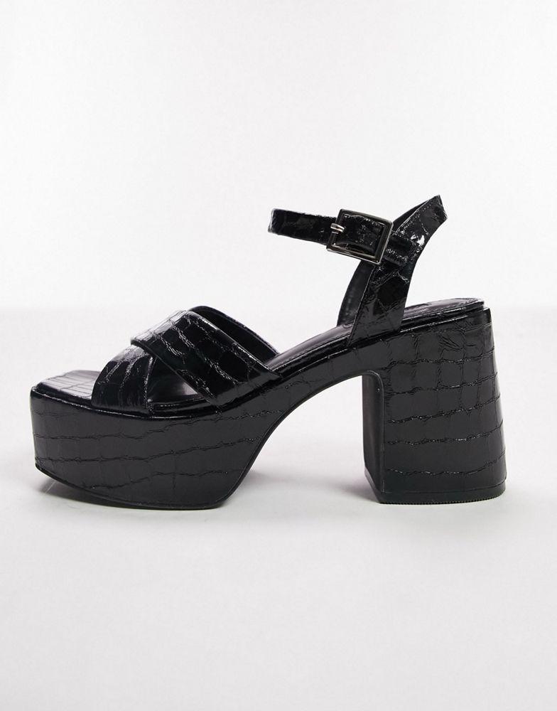Topshop Sarah platform sandal in black商品第2张图片规格展示