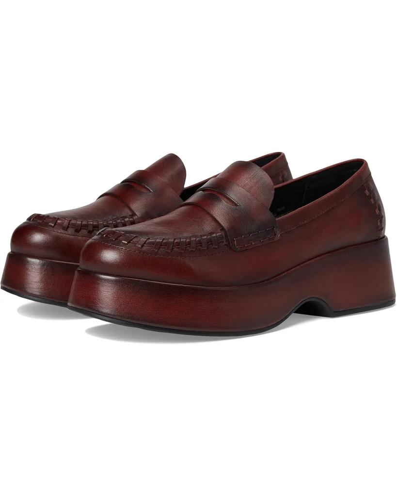 Mocassins de plataforma Pixie para mulher em vermelho escuro image 2