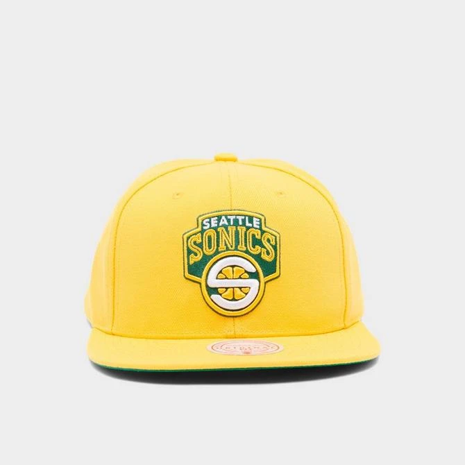 商品Mitchell and Ness|Mitchell & Ness Seattle Supersonic NBA Hardwood Classics Snapback Hat,价格¥186,第2张图片详细描述