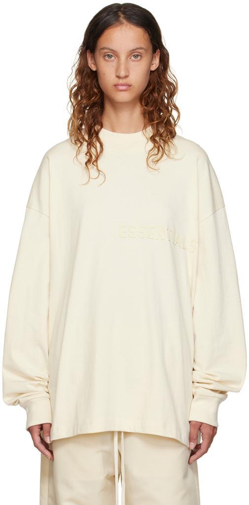 商品Essentials|Off-White Cotton Long Sleeve T-Shirt,价格¥396,第1张图片