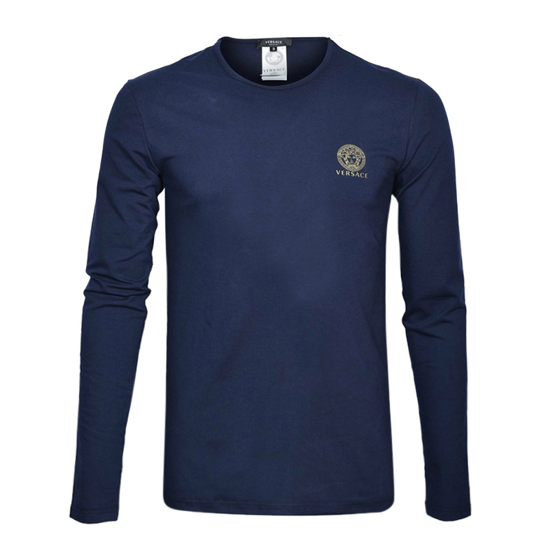 商品Versace|VERSACE 男士深蓝色胸前徽标圆领长袖T恤 AUU01007-A232741-A1384,价格¥468,第1张图片