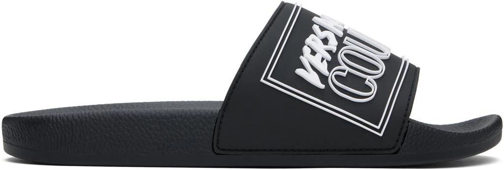 商品Versace|Black Logo Shelly Pool Slides,价格¥610,第1张图片