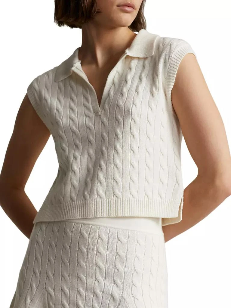 商品Ralph Lauren|Cable-Knit Cropped Polo Sweater,价格¥861,第3张图片详细描述