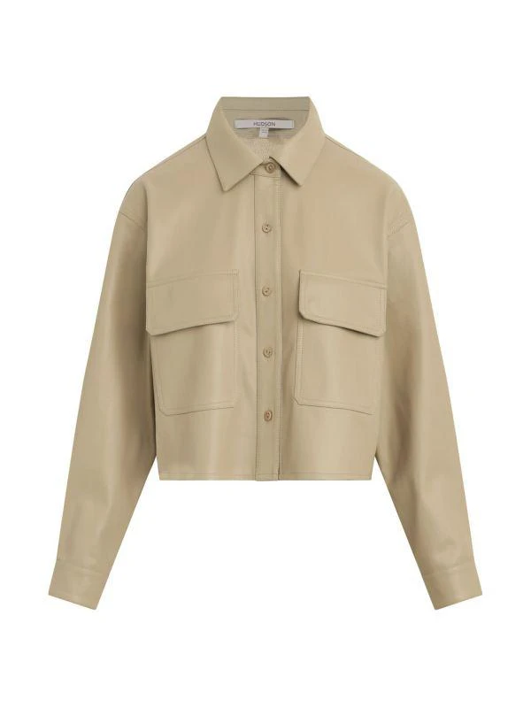 商品Hudson|Cropped Faux Leather Shirt,价格¥637,第4张图片详细描述