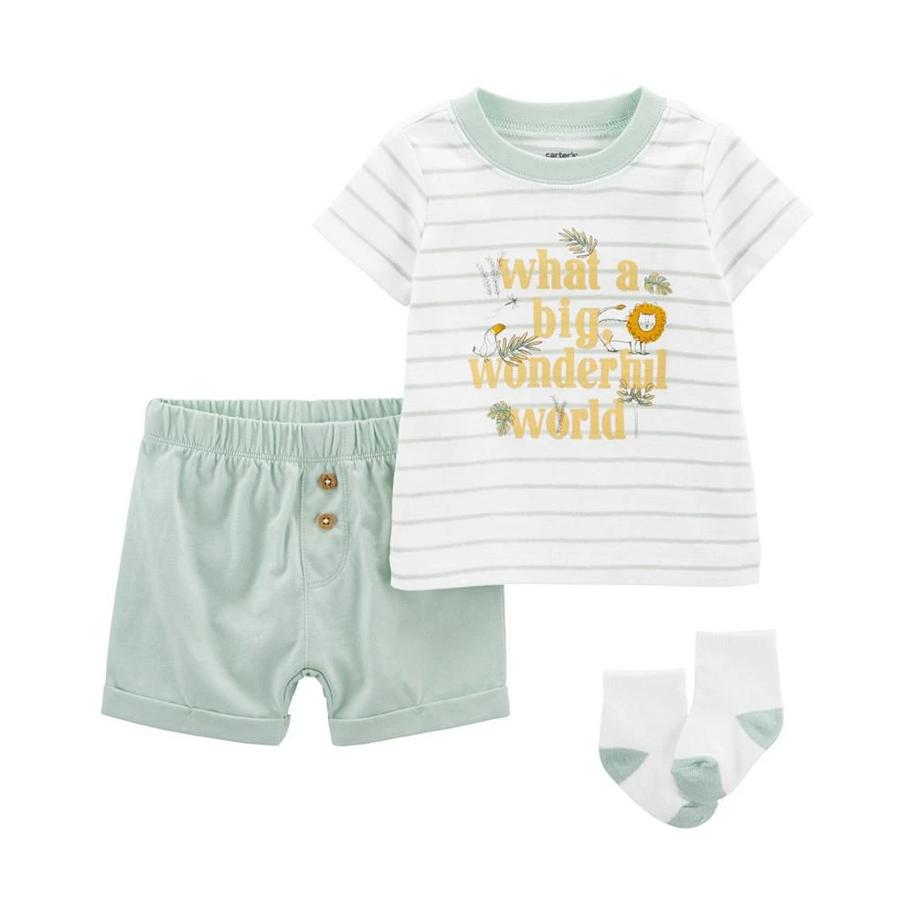 商品Carter's|Baby Boys My First Love Shirt, Shorts and Socks, 3 Piece Set,价格¥97,第1张图片