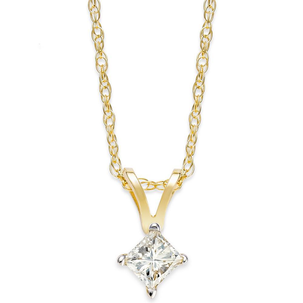 商品Macy's|Princess-Cut Diamond Pendant Necklace in 10k Gold (1/5 ct. t.w.),价格¥4656,第1张图片